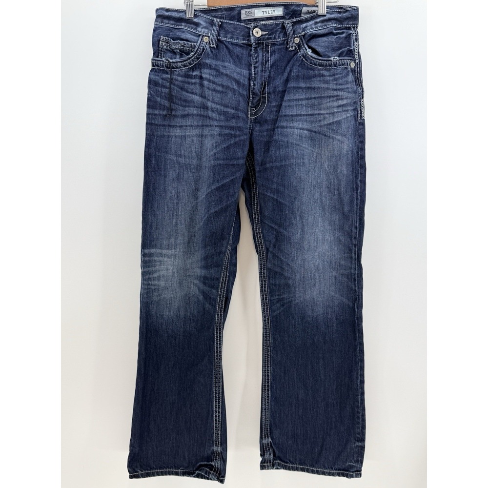 BKE Tyler Bootleg Jeans Medium Wash Distressed Denim Women's 34 R